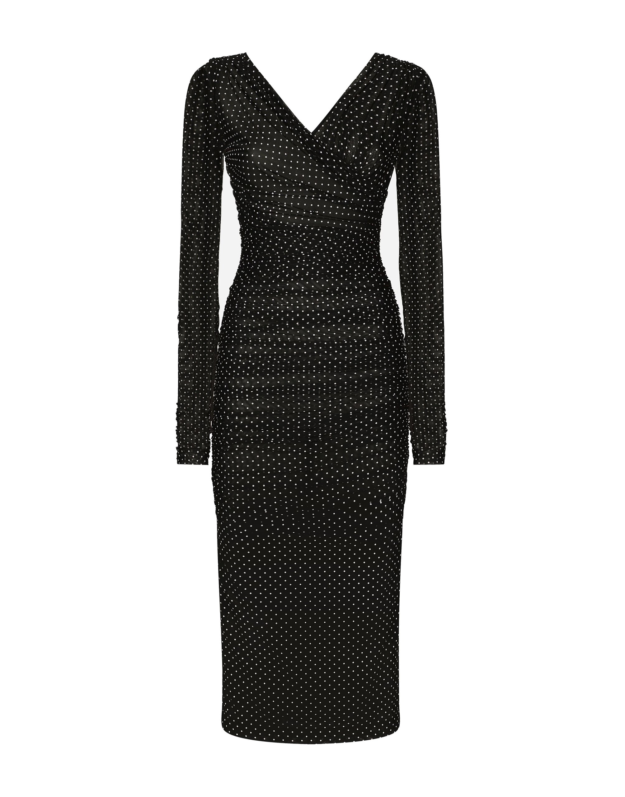 Dolce & Gabbana Tulle calf-length dress with draping and polka-dot print