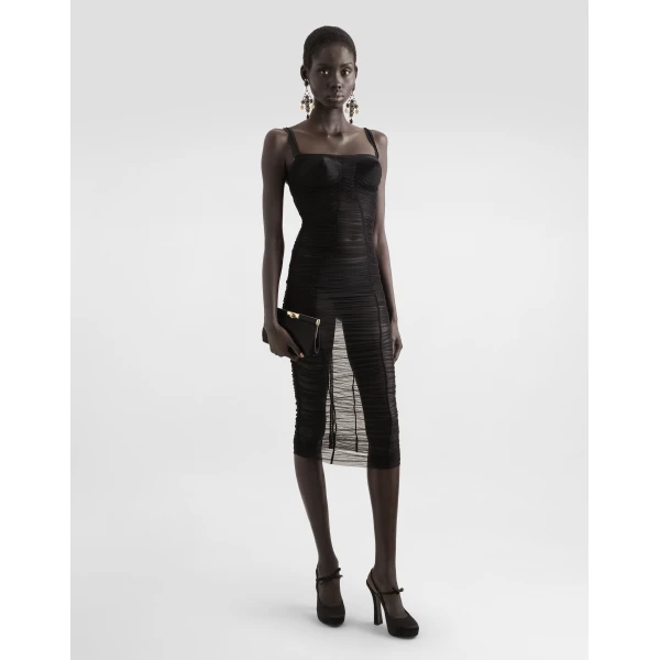 Dolce & Gabbana Tulle calf-length dress with draping, view 2