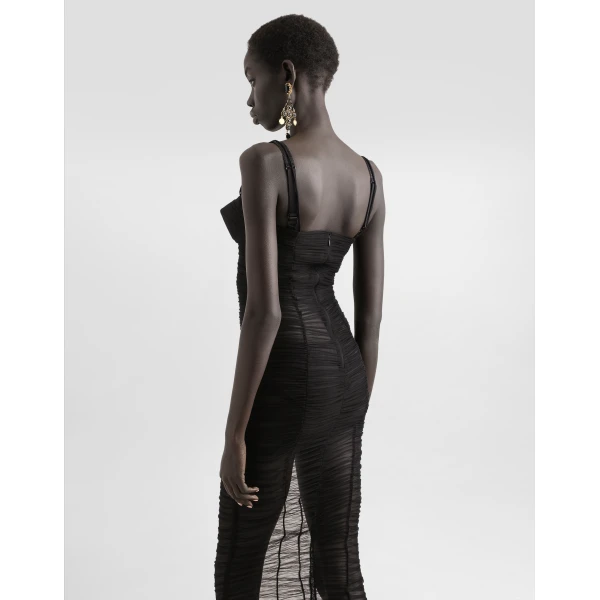 Dolce & Gabbana Tulle calf-length dress with draping, view 6