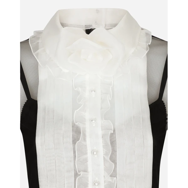 Dolce & Gabbana Tulle calf-length dress with organza shirt front, view 3
