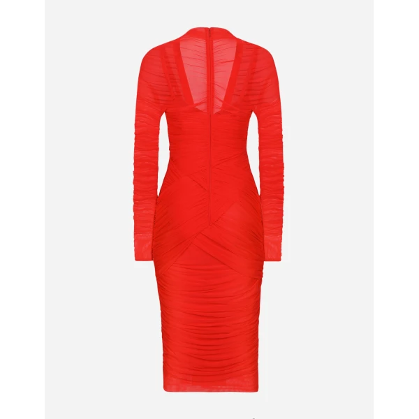 Dolce & Gabbana Tulle draped calf-length dress, view 2