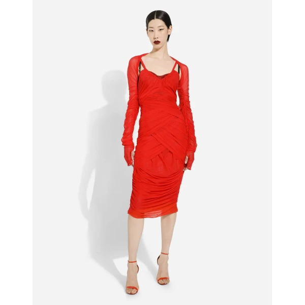 Dolce & Gabbana Tulle draped calf-length dress, view 3