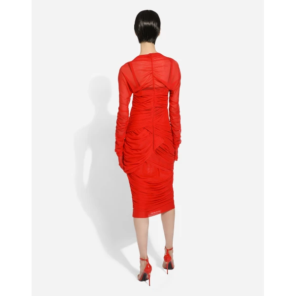 Dolce & Gabbana Tulle draped calf-length dress, view 4
