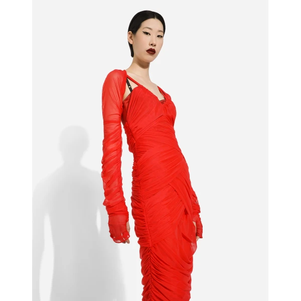 Dolce & Gabbana Tulle draped calf-length dress, view 5