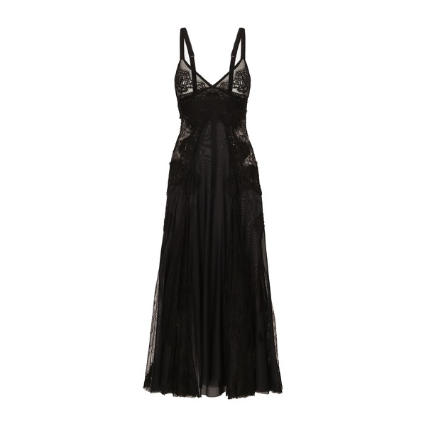 Dolce & Gabbana Tulle midi slip dress with lace inserts