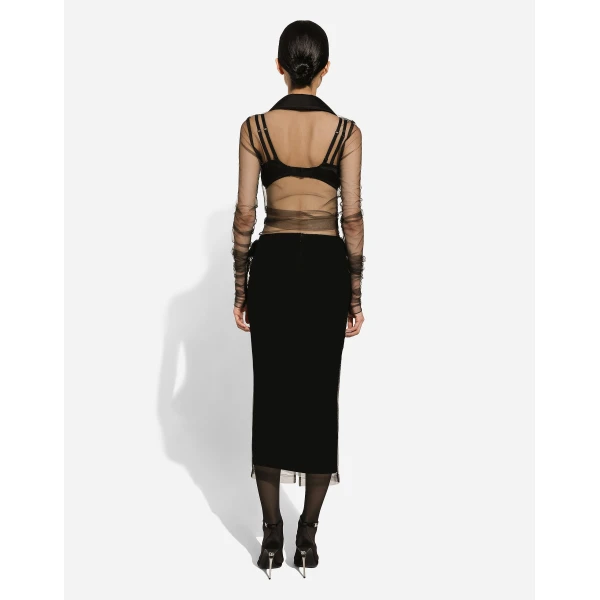 Dolce & Gabbana Tulle pencil skirt with slit, view 4