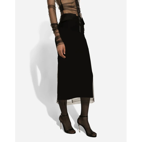 Dolce & Gabbana Tulle pencil skirt with slit, view 5