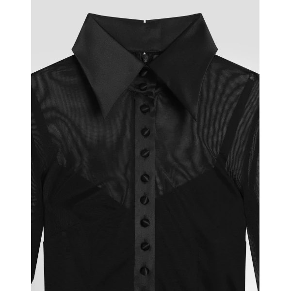 Dolce & Gabbana Tulle shirt dress with satin details, view 6