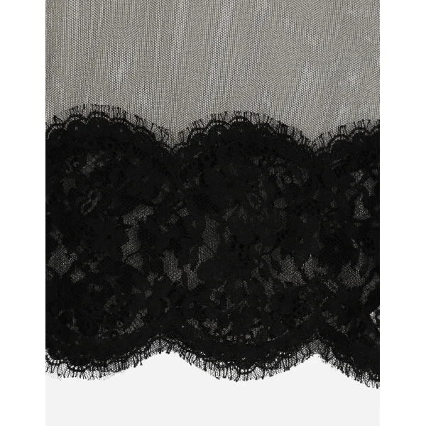 Dolce & Gabbana Tulle turtle-neck top with lace inserts, view 5