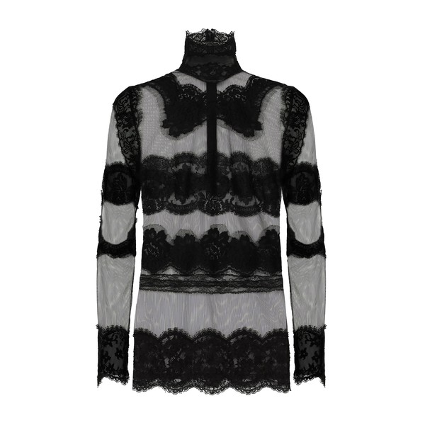Dolce & Gabbana Tulle turtle-neck top with lace inserts