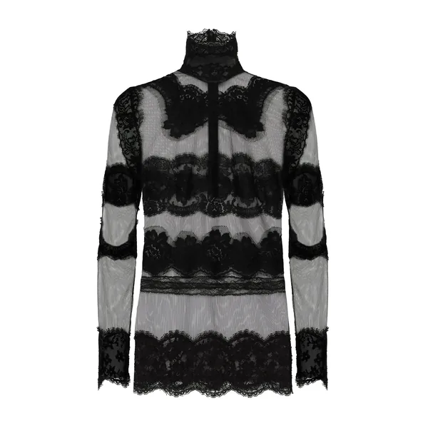 Dolce & Gabbana Tulle turtle-neck top with lace inserts