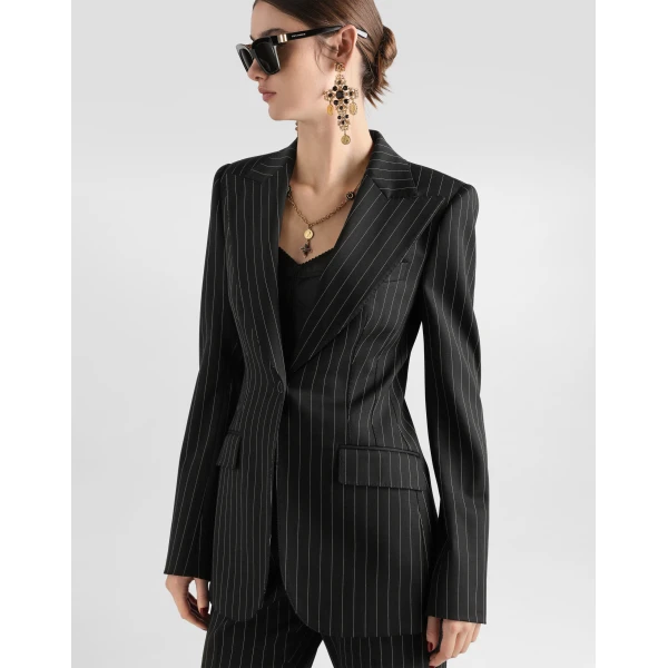 Dolce & Gabbana Turlington single-breasted jacket in pinstripe wool, view 4