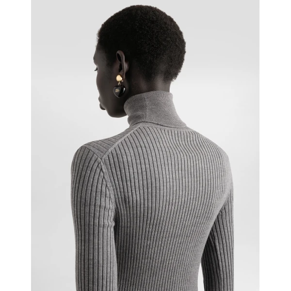 Dolce & Gabbana Turtleneck long dress in wool, view 5