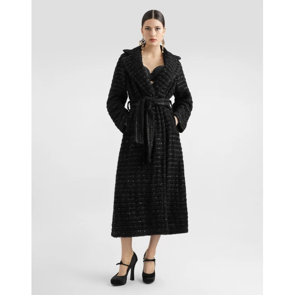 Dolce & Gabbana Tweed coat with micro-sequin embellishment, view 2