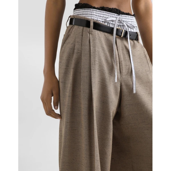 Dolce & Gabbana Tweed-effect linen and viscose trousers, view 5