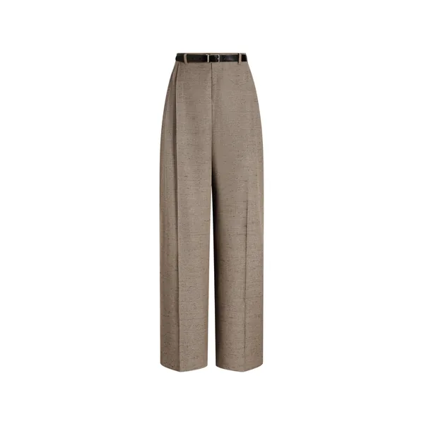Tweed-effect linen and viscose trousers