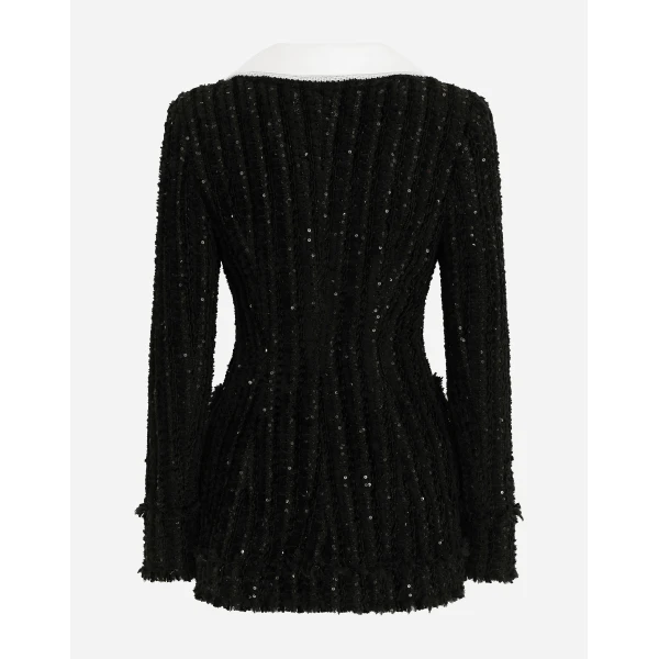 Dolce & Gabbana Tweed jacket with micro-sequin embellishment and satin collar, view 2