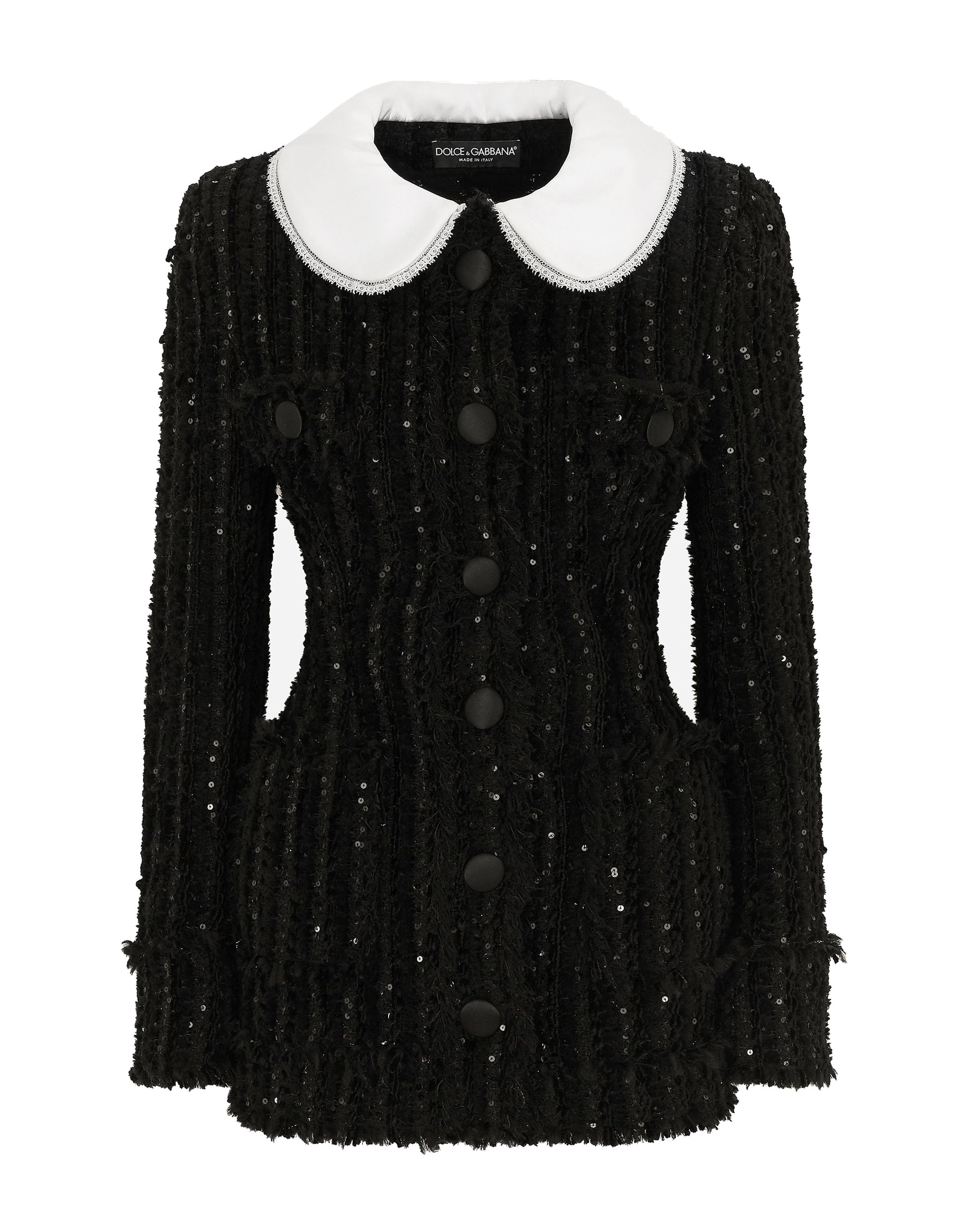 Dolce & Gabbana Tweed jacket with micro-sequin embellishment and satin collar