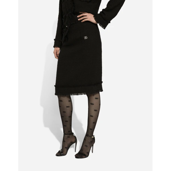 Dolce & Gabbana Tweed midi skirt with DG logo, view 4