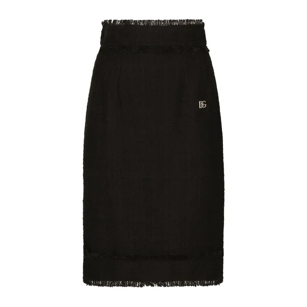 Dolce & Gabbana Tweed midi skirt with DG logo