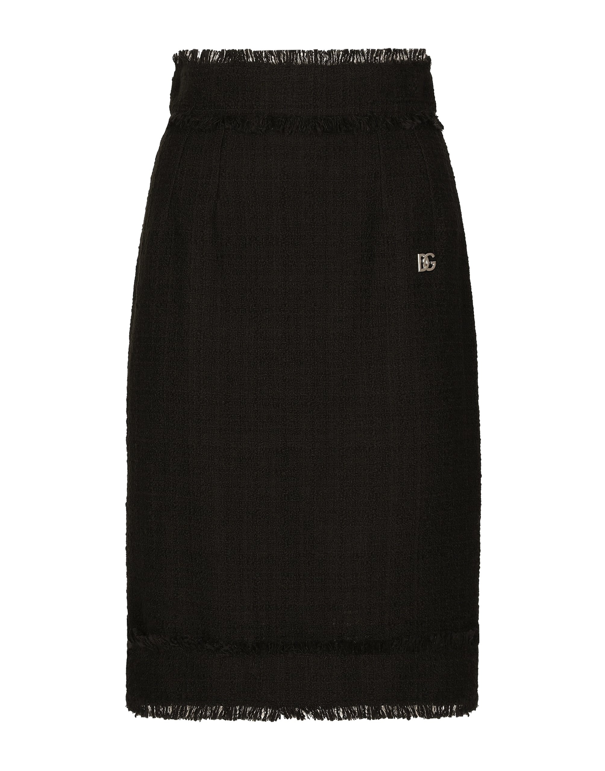 Dolce & Gabbana Tweed midi skirt with DG logo