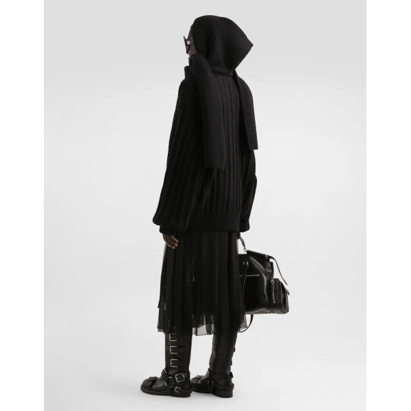 Dolce & Gabbana Twill midi skirt with chiffon, view 3