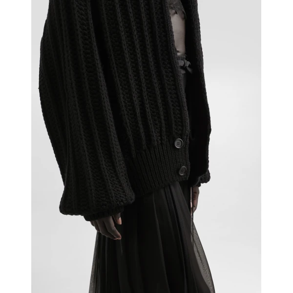 Dolce & Gabbana Twill midi skirt with chiffon, view 4