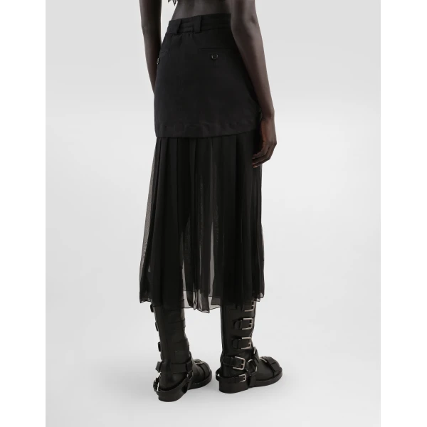 Dolce & Gabbana Twill midi skirt with chiffon, view 5
