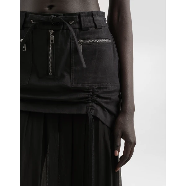 Dolce & Gabbana Twill midi skirt with chiffon, view 6