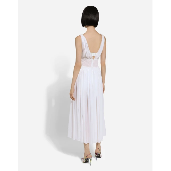Dolce & Gabbana V-neck midi dress in silk georgette, view 3