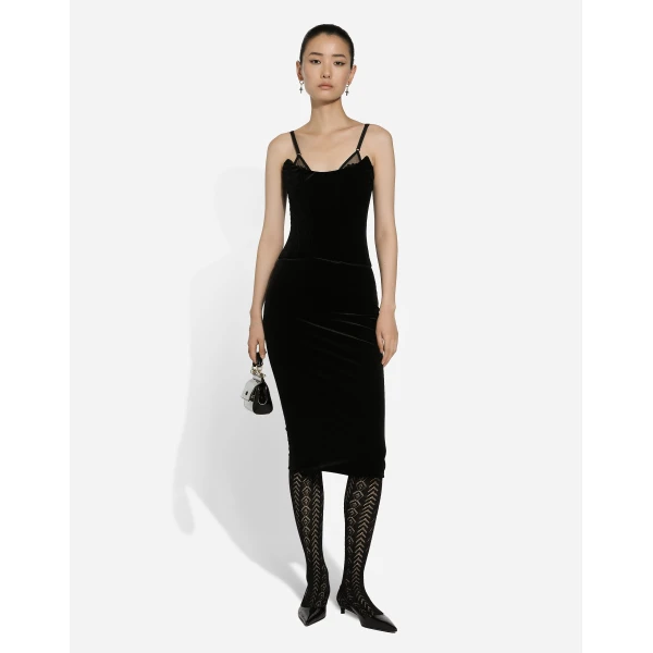 Dolce & Gabbana Velvet calf-length corset dress, view 2