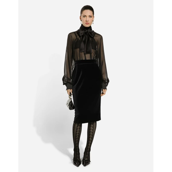 Dolce & Gabbana Velvet midi pencil skirt, view 2