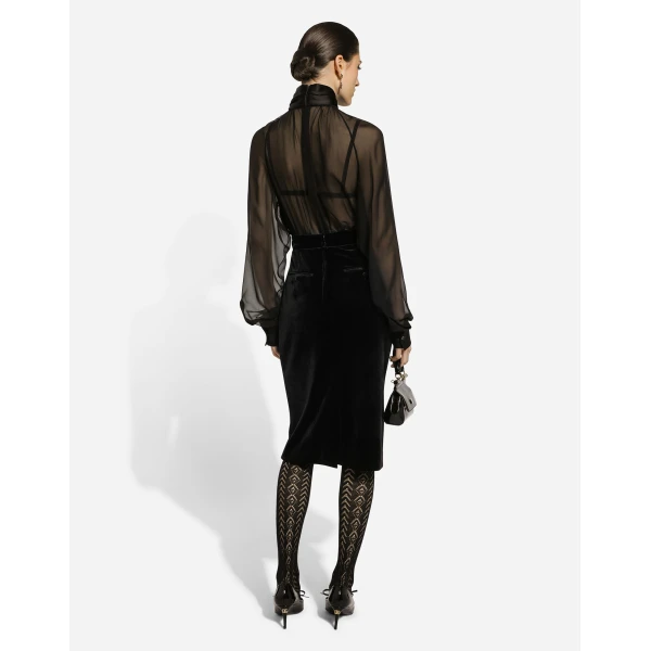 Dolce & Gabbana Velvet midi pencil skirt, view 3