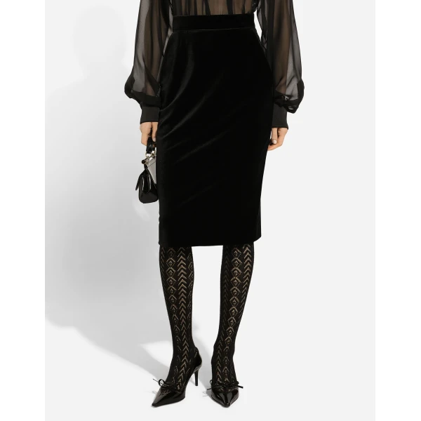 Dolce & Gabbana Velvet midi pencil skirt, view 4