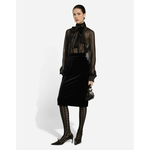Dolce & Gabbana Velvet midi pencil skirt, view 5