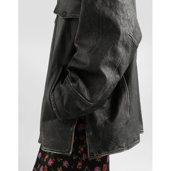 Dolce & Gabbana Vintage-effect leather jacket, view 4