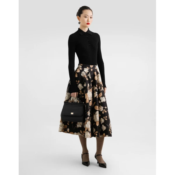 Dolce & Gabbana Vintage rose-print brocade midi skirt, view 2