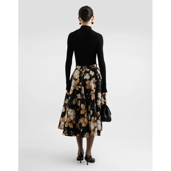Dolce & Gabbana Vintage rose-print brocade midi skirt, view 3