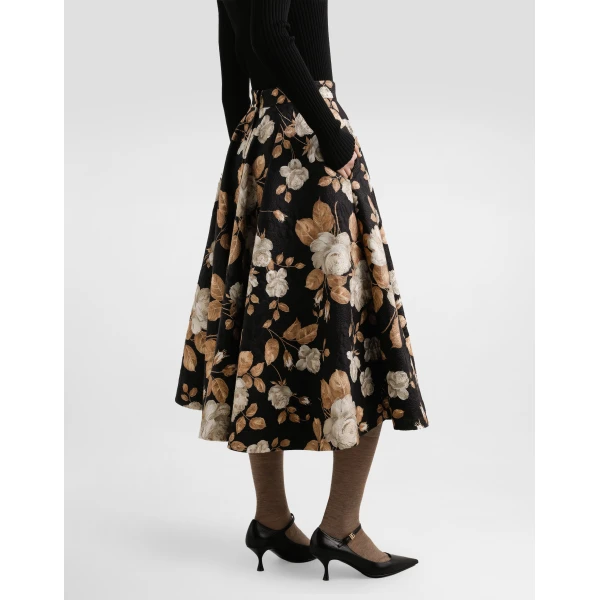 Dolce & Gabbana Vintage rose-print brocade midi skirt, view 5