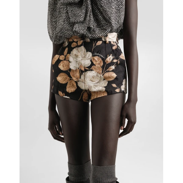 Dolce & Gabbana Vintage rose-print brocade shorts, view 4