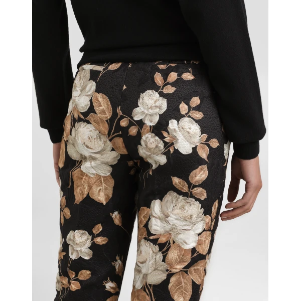 Dolce & Gabbana Vintage rose-print brocade trousers, view 5