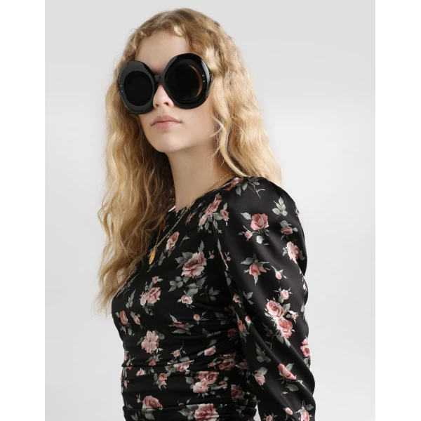 Dolce & Gabbana Vintage rose-print draped dress, view 4