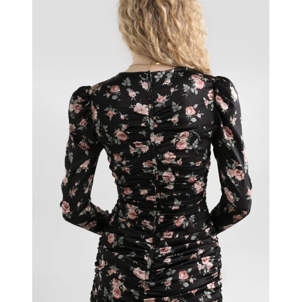 Dolce & Gabbana Vintage rose-print draped dress, view 5