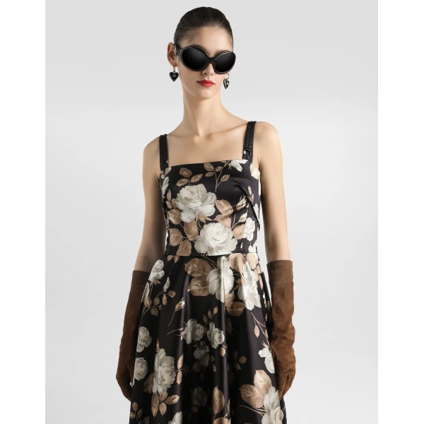 Dolce & Gabbana Vintage rose-print satin dress, view 3