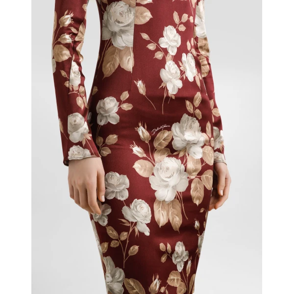 Dolce & Gabbana Vintage rose-print satin dress, view 4