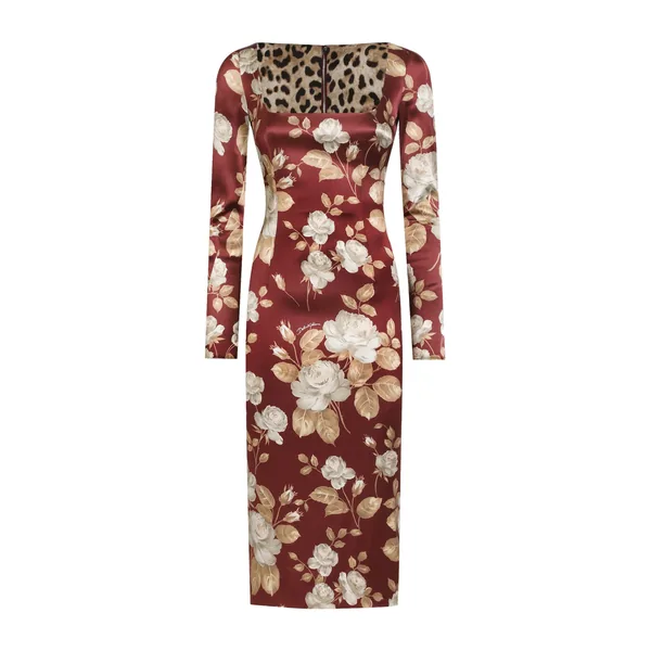 Dolce & Gabbana Vintage rose-print satin dress