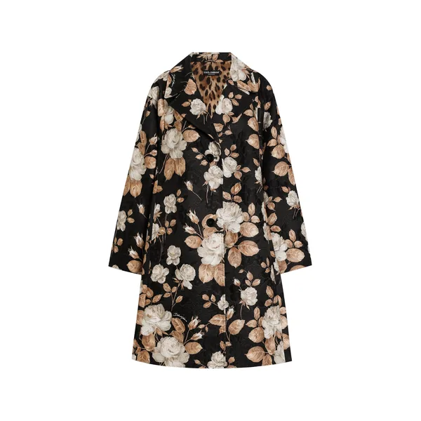 Vintage rose-print single-breasted coat
