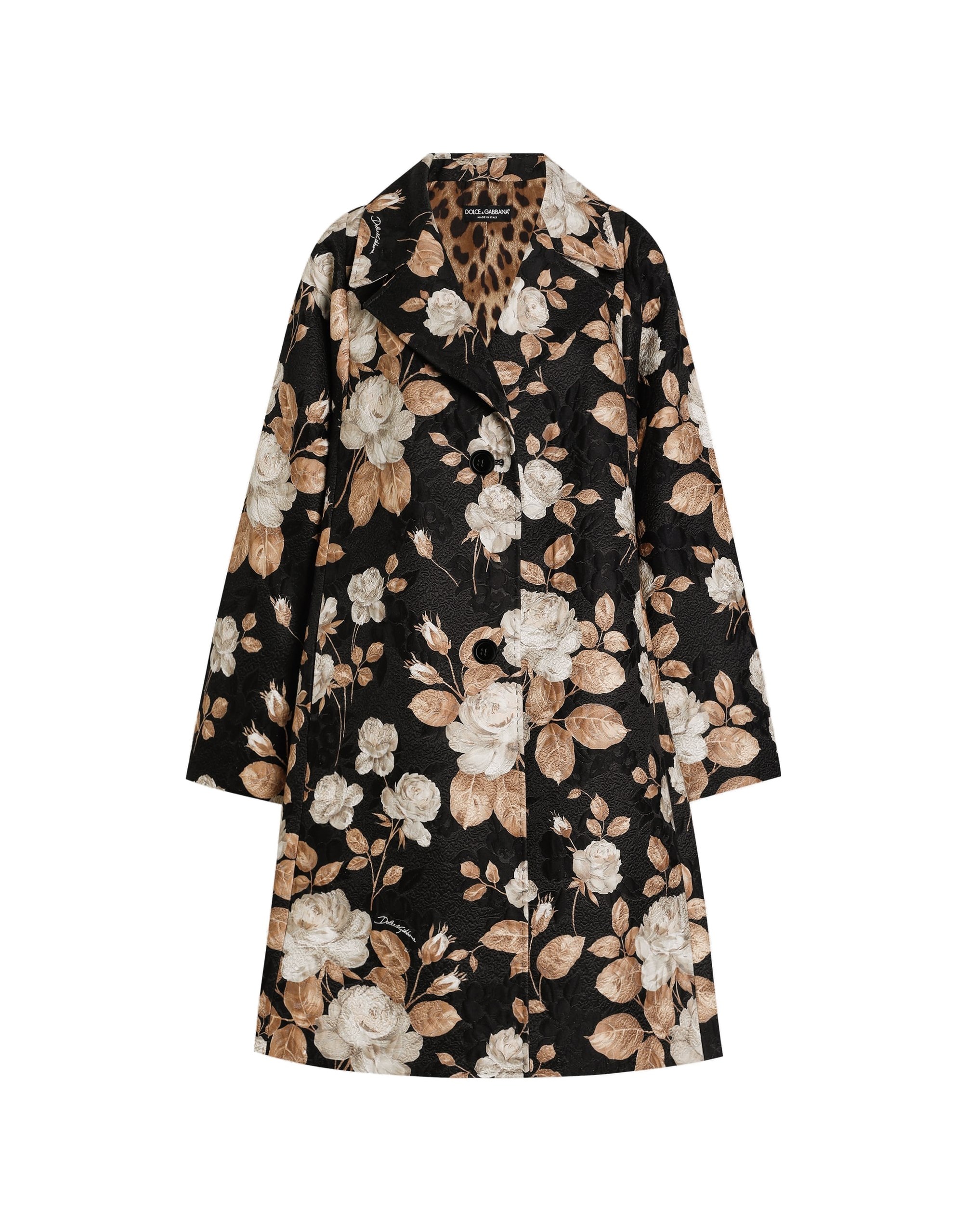 Dolce & Gabbana Vintage rose-print single-breasted coat