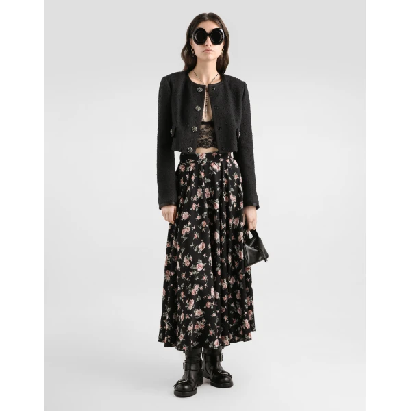 Dolce & Gabbana Vintage roses-print charmeuse circle skirt, view 2