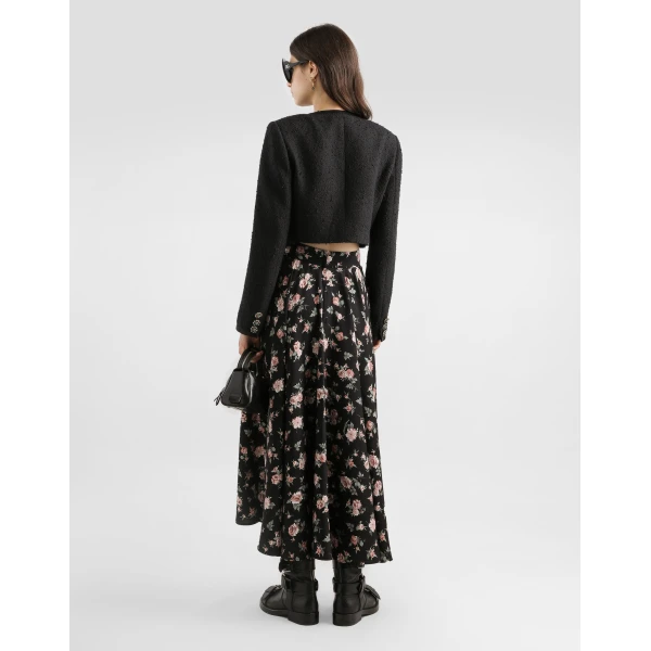 Dolce & Gabbana Vintage roses-print charmeuse circle skirt, view 3
